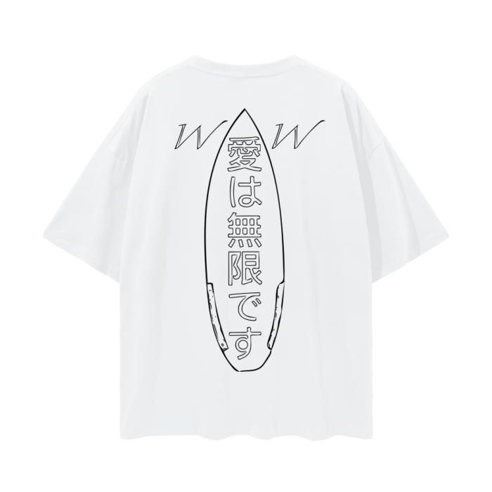 Winter Wave surfboard oversized white t-shirt